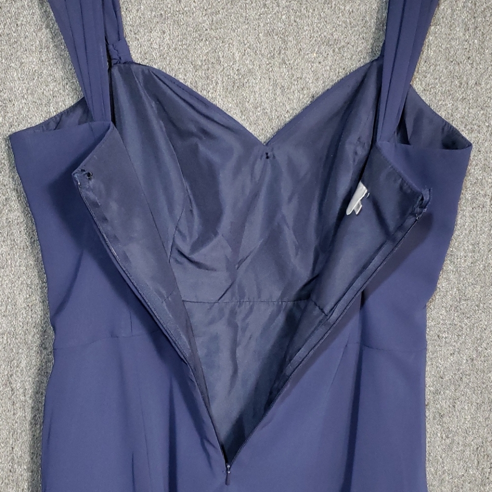 ^David’s Bridal Periwinkle Chiffon Floral Dress - Picture 8 of 14